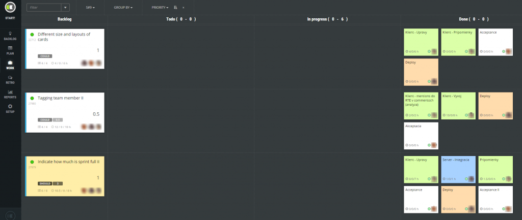 scrumdesk team sprint kanban board