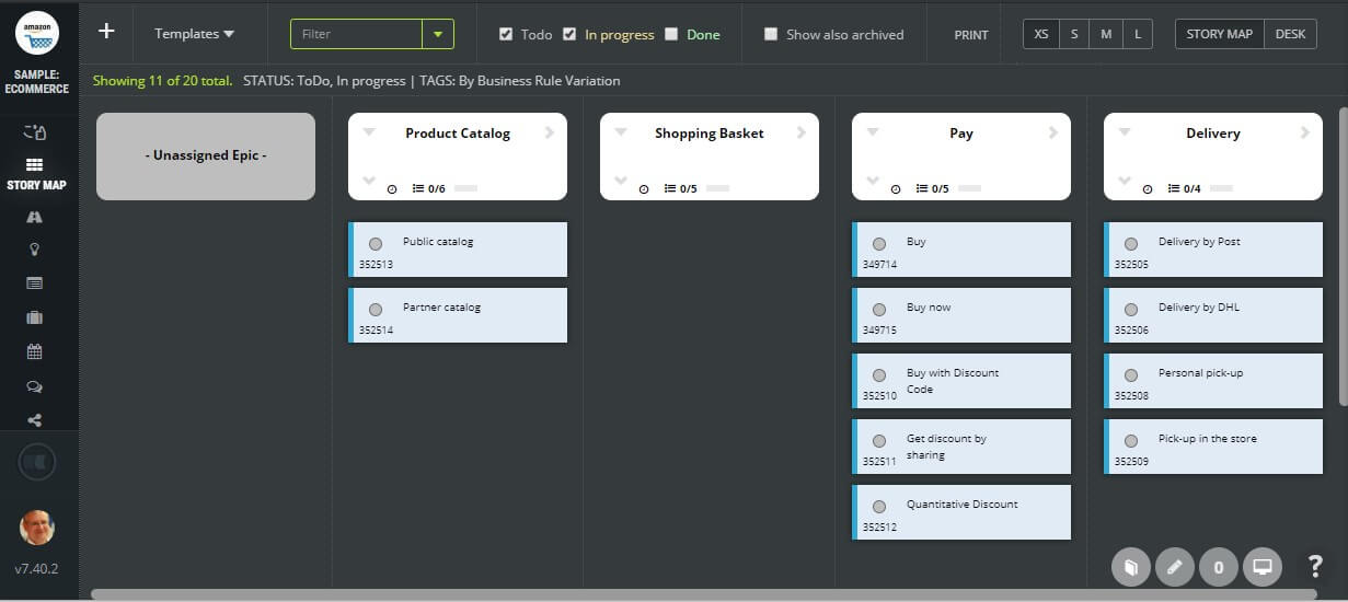 User stories splitting by business rule variation - ecommerce application example