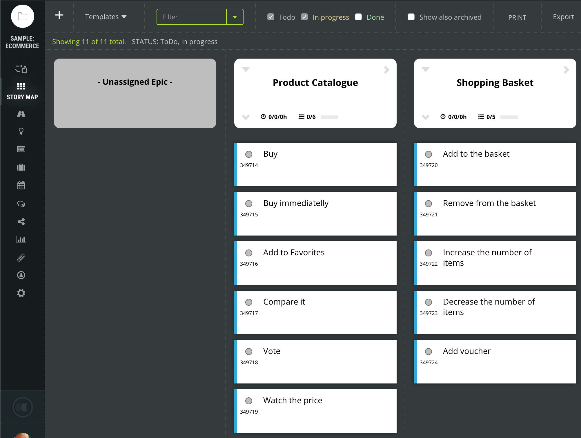 ecommerce how to split user story delenie požiadavky príklad podľa operácií