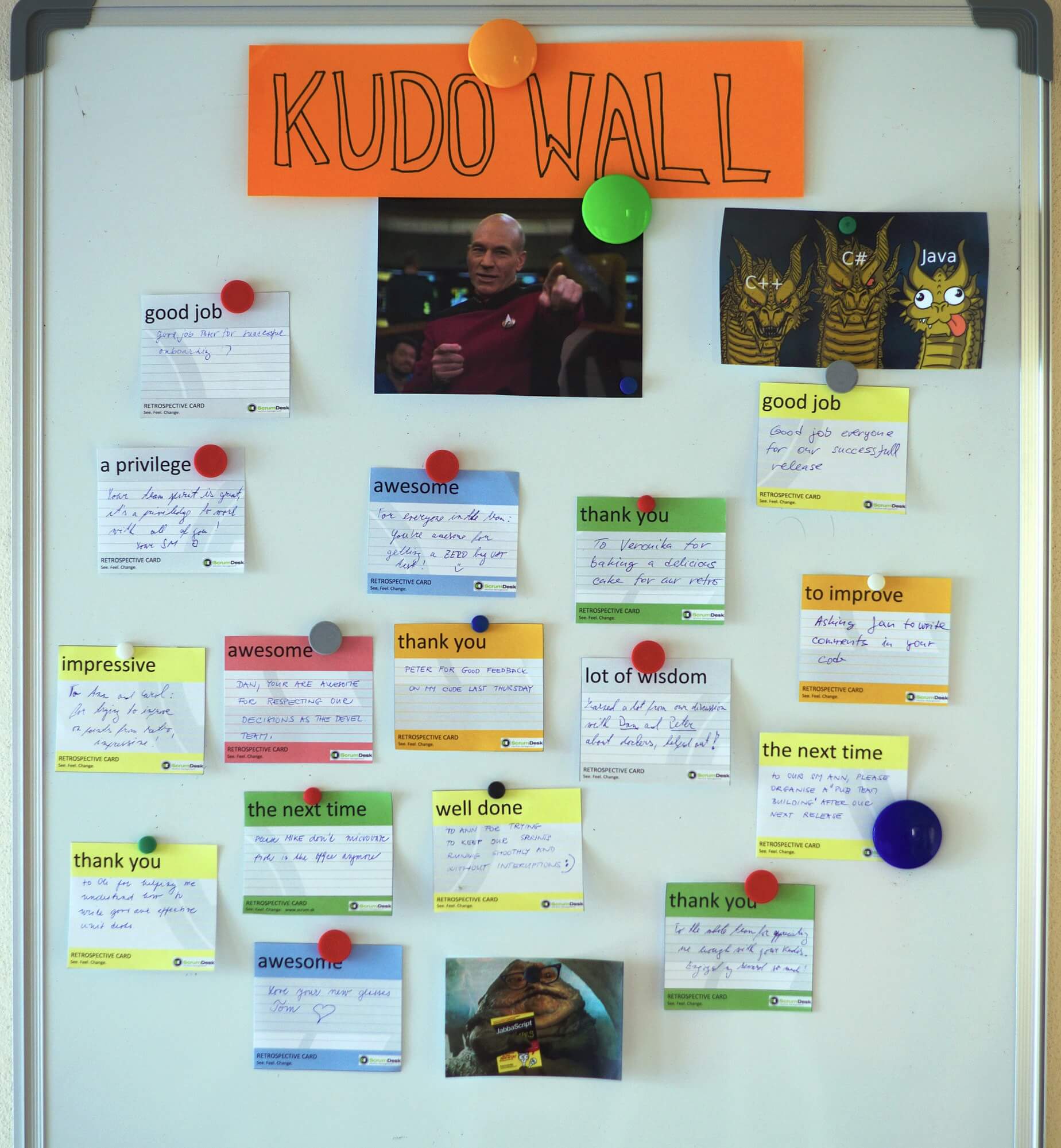 Kudo Cards Tool For Motivation And Retrospective In One Scrumdesk