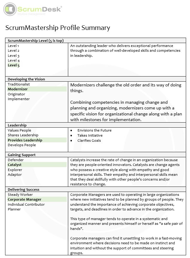 Scrum Master Profile Summary Scrum Master Profile Summary